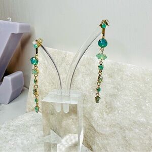NEW! Jules Smith 14k Yellow Gold Plated Swarovski Crystal Ear Jacket Earrings